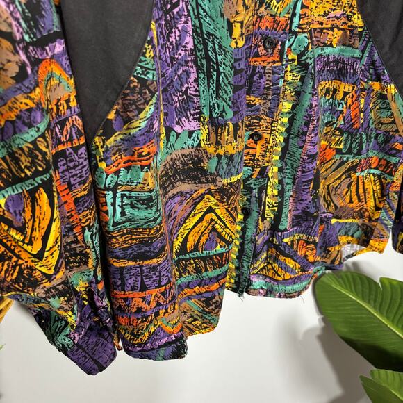 Vtg Roper Western Shirt Abstract Geometric Southwest Button Up L | Dark Autumn - Picture 9 of 11